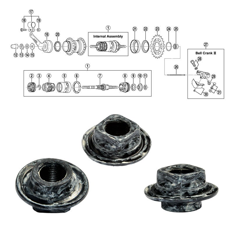 SHIMANO 3-v (SG-3C40/41), kuulakartio oikea p&ouml;lysuojalla